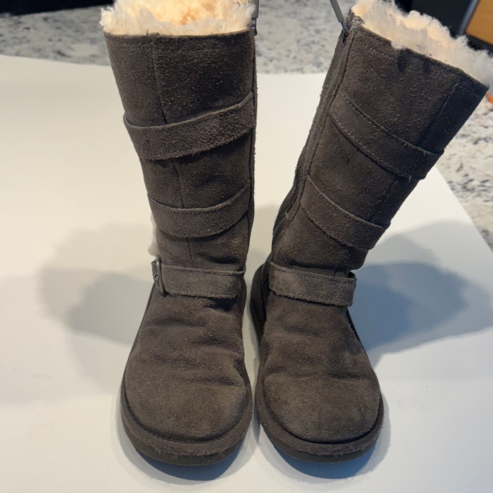 UGG gray Buckle Boots with Fur Lining